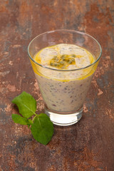 Pudding with chia and passion fruit