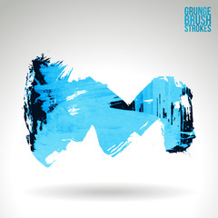 Obraz premium Blue brush stroke and texture. Grunge vector abstract hand - painted element. Underline and border design.