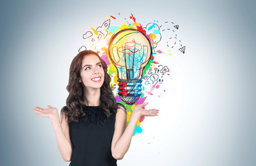 Smiling woman showing her business idea