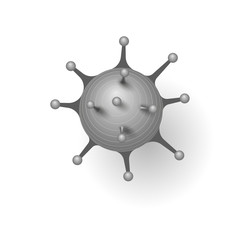 Coronavirus 2019-nCoV. Corona virus 3D icon. Gray sign isolated on white background. China pathogen respiratory infection. Design bacteria-cell. Influenza pandemic. Corona-virus. Vector illustration
