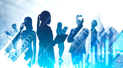 International business team in city, stock market