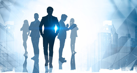 Leadership concept, business people in city