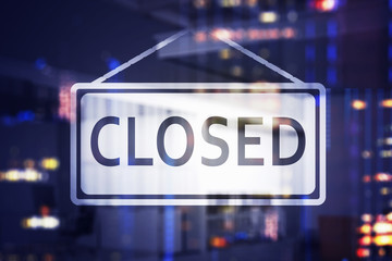 Closed city sign, coronavirus concept