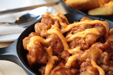fried chicken with onion rings