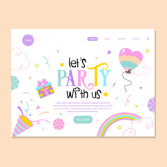 landing web page for party planner and party organizer