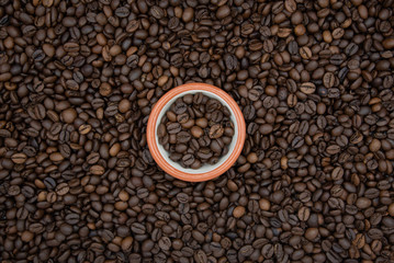 Coffee Beans with Bowl In Center