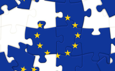 european union flag in puzzle pieces