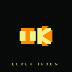 Modern creative shaped IK, KI, I, K logo. Initial Logo Designs Templete with Black Background. Vector Illustration
