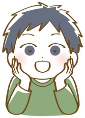 頬杖をつく男の子のイラスト