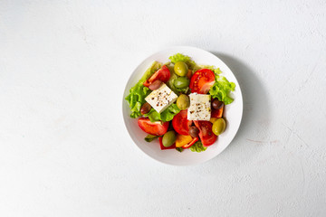 Colorful fresh vegetable salad with feta