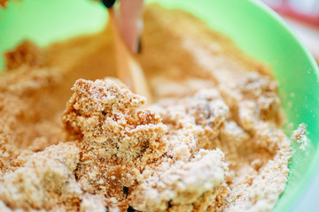 Cooking. Preparation of shortbread in a .platte.