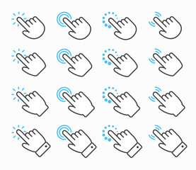 Hand cursor mouse collection Pointing and clicking. Touch screen concept