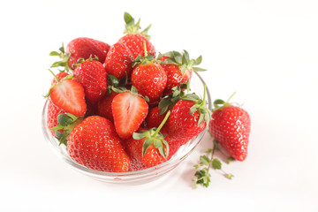 bowl of strawberry isolated on white background
