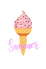 Different ice cream set isolated on white background. Cartoon dessert. Vector illustration