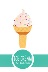 Different ice cream set isolated on white background. Cartoon dessert. Vector illustration