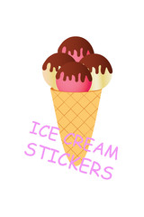 Different ice cream set isolated on white background. Cartoon dessert. Vector illustration