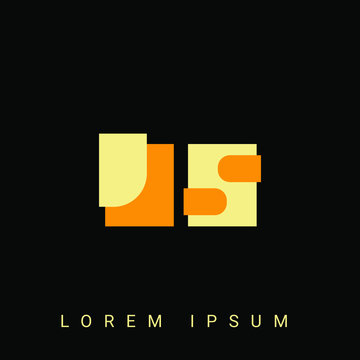 Modern creative shaped JS, SJ, J, S logo. Initial Logo Designs Templete with Black Background. Vector Illustration
