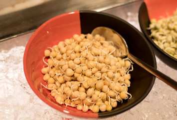 Fresh healthy salad with chickpeas , food closeup