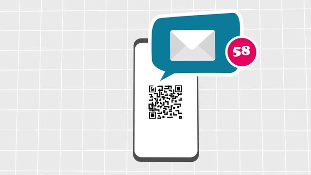 QR code on a smartphone. QR code scanner on the smartphone screen. message on smartphone