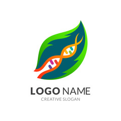 Green DNA helix logo design. Friendly science technology logo