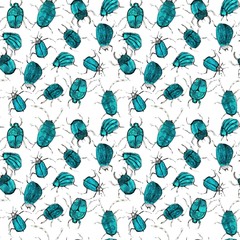 seamless pattern with beetles