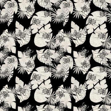 seamless floral pattern with scarab beetle