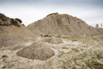Calanchi of Aliano (Matera). The park of the Aliano gullies, clay sculpture caused by rainwater eroded the surface. The badlands of Basilicata, a lunar landscape in South Italy