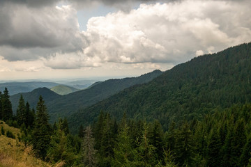 Obraz premium View of Bucegi Mountains, Bucegi National Park, Romania, cloudy day, autumn time
