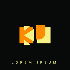 Modern creative shaped KJ, JK, K, J logo. Initial Logo Designs Templete with Black Background. Vector Illustration
