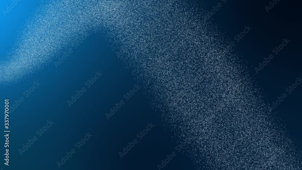 Poster abstract digital blue color wave with flowing small particles dance motion on wave and light abstrac