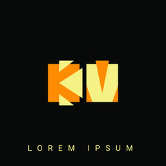 Modern creative shaped KV, VK, K, V logo. Initial Logo Designs Templete with Black Background. Vector Illustration

