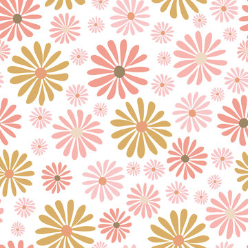 Summer daisy vector repeat pattern. Texture for fabric, wrapping, textile, wallpaper, apparel. Vector illustration