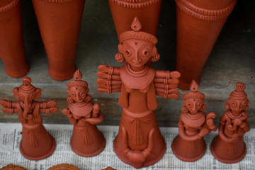 Popular teracotta art and Sculpture devi Durga at Bishnupur , Bankura, West Bengal