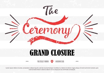 Grand closure. Event flyer template of grand closure celebration ceremony. Closure soon banner design.