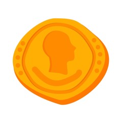 Obraz premium Golden ancient Roman gold coin icon isolated on white background. Vector illustration