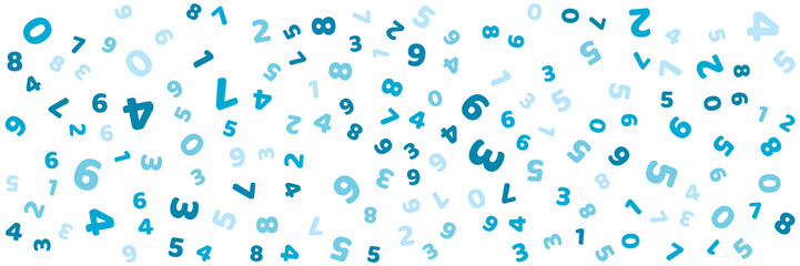 Numbers pattern on white background for wide banner. collection of memphis seamless vector patterns with numbers.