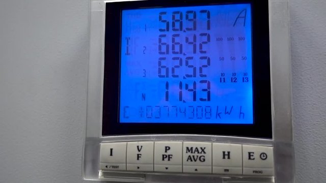 Digital control panel power supply for data center. Uninterruptible power supplies. UPS. Voltage converter display during restart. flickering is present.