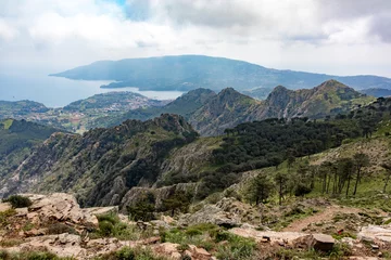 beautiful view from Great Elban crossing, Gran traversata Elbana(GTE), a path that crosses the island of Elba on Tuscan archipelago, Tuscany, Italy