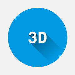 3D icon on blue background. Flat image with long shadow.