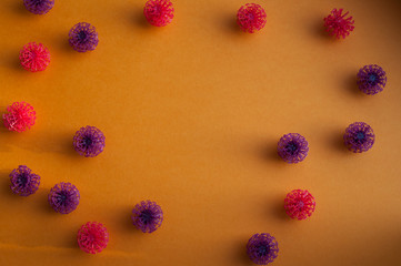 Coronavirus models on neutral background with copy space