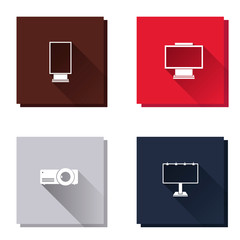 Billboard set icon and projector. Layers grouped for easy editing illustration. For your design