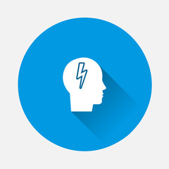 Vector icon stress in human on blue background. Flat image with long shadow.