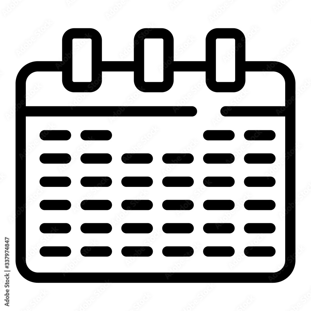 Poster Calendar sheet icon. Outline calendar sheet vector icon for web design isolated on white background
