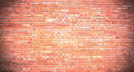 The background of the brick wall with dark orange is beautifully arranged. Ancient wall Grunge background The backdrop may be used in interior design.