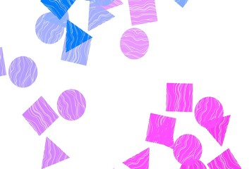 Light Pink, Blue vector texture in poly style with circles, cubes.