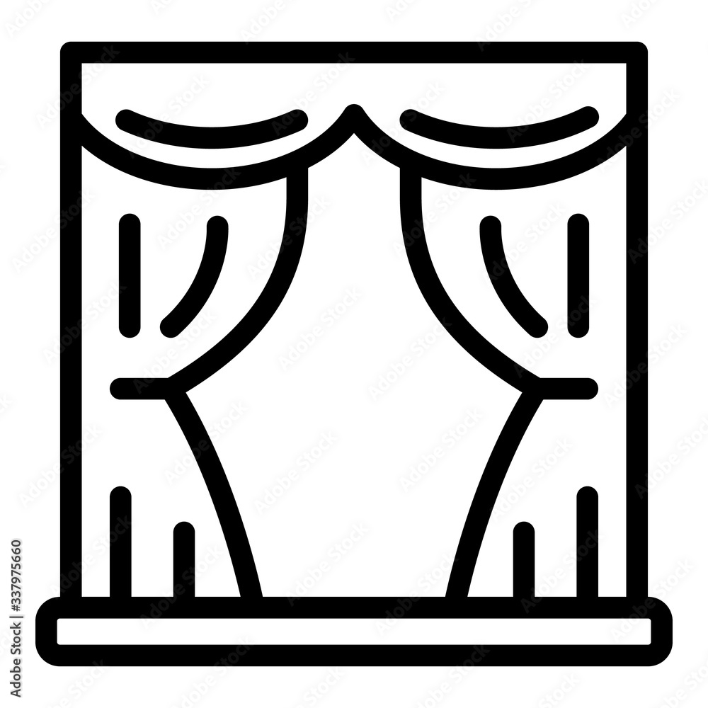 Poster curtain scene icon. outline curtain scene vector icon for web design isolated on white background