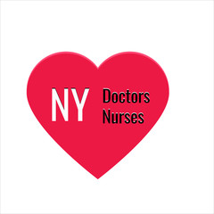 poster, illustration with the inscription NY love doctors and nurses for the kindness of people