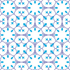 Seamless floral ornament pattern. stylish modern floral blue turquoise texture