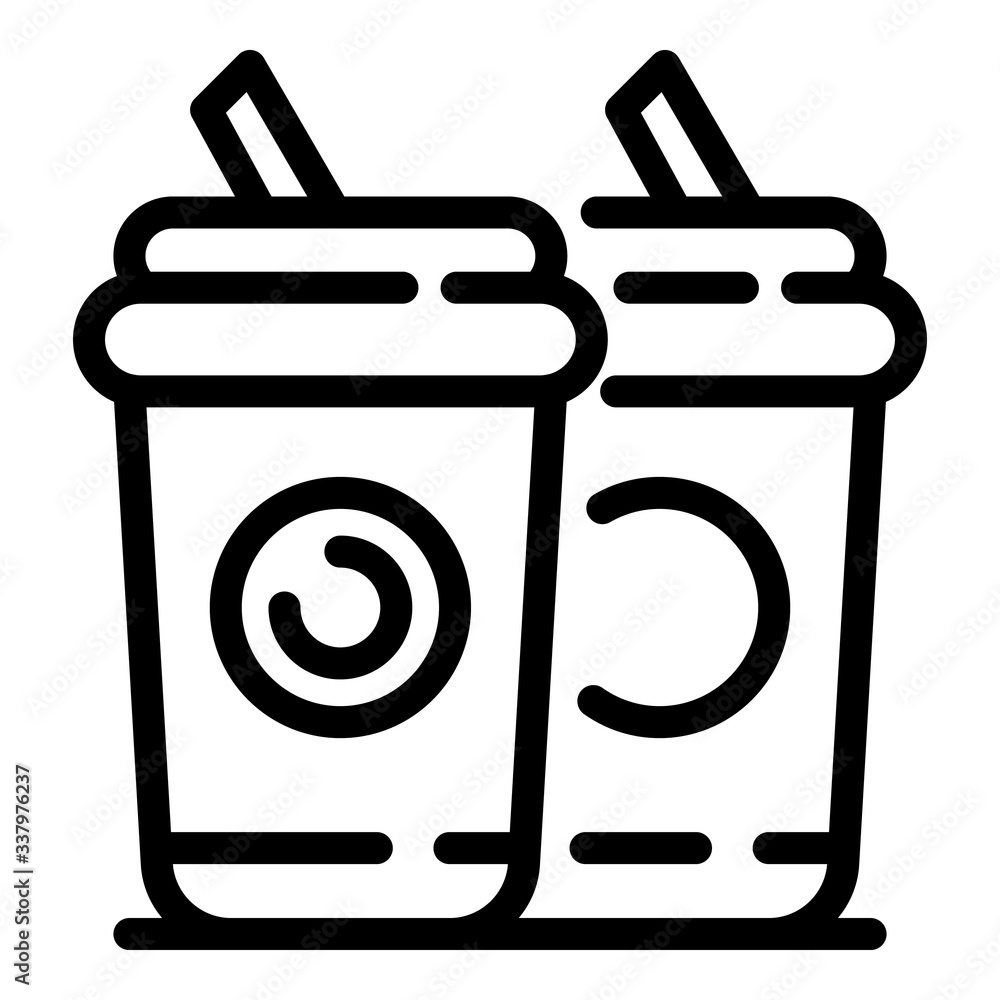 Poster two cups cola icon. outline two cups cola vector icon for web design isolated on white background