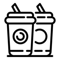 Two cups cola icon. Outline two cups cola vector icon for web design isolated on white background